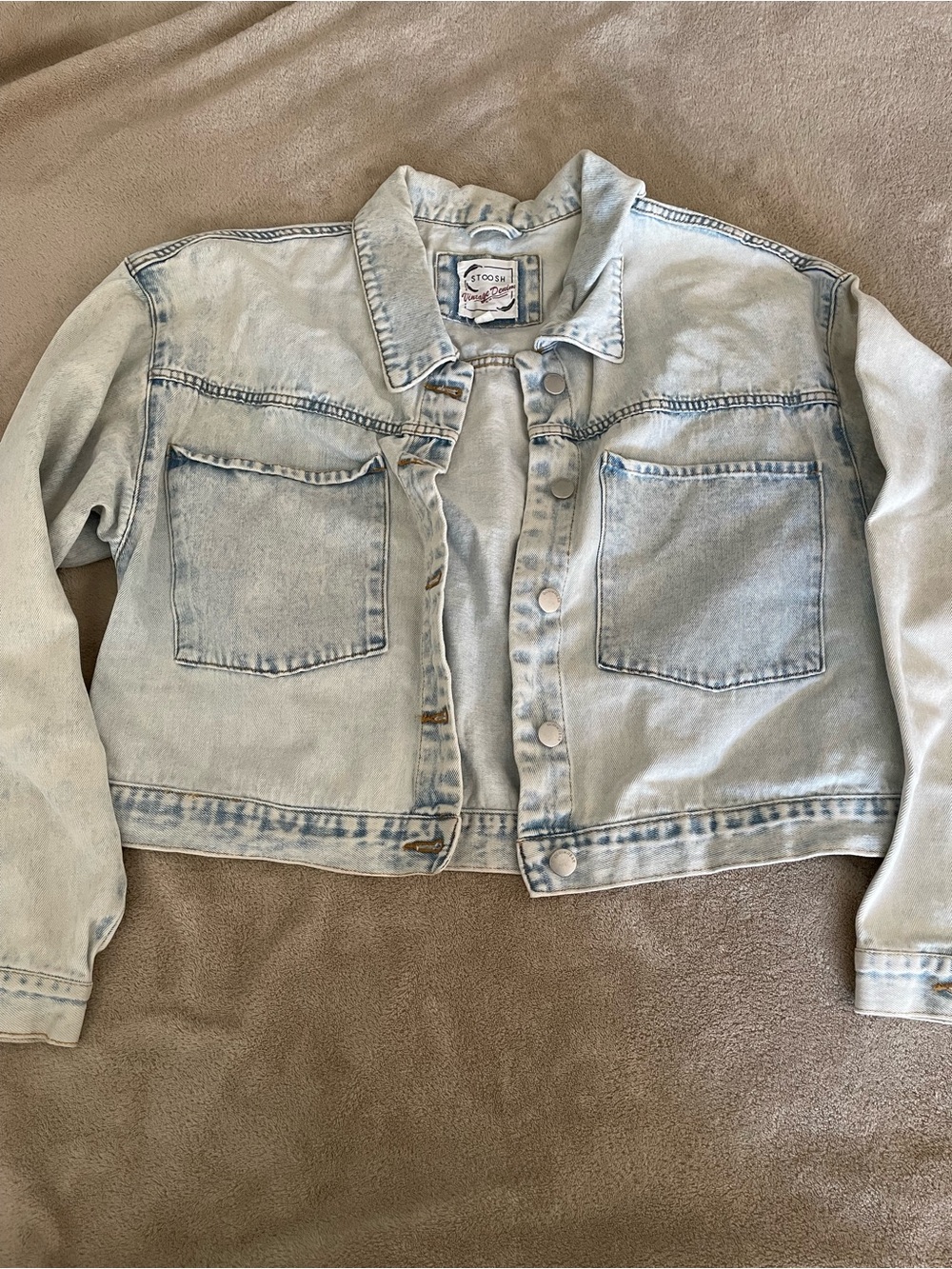 Stoosh Oversized Light Blue Cropped Denim Jacket